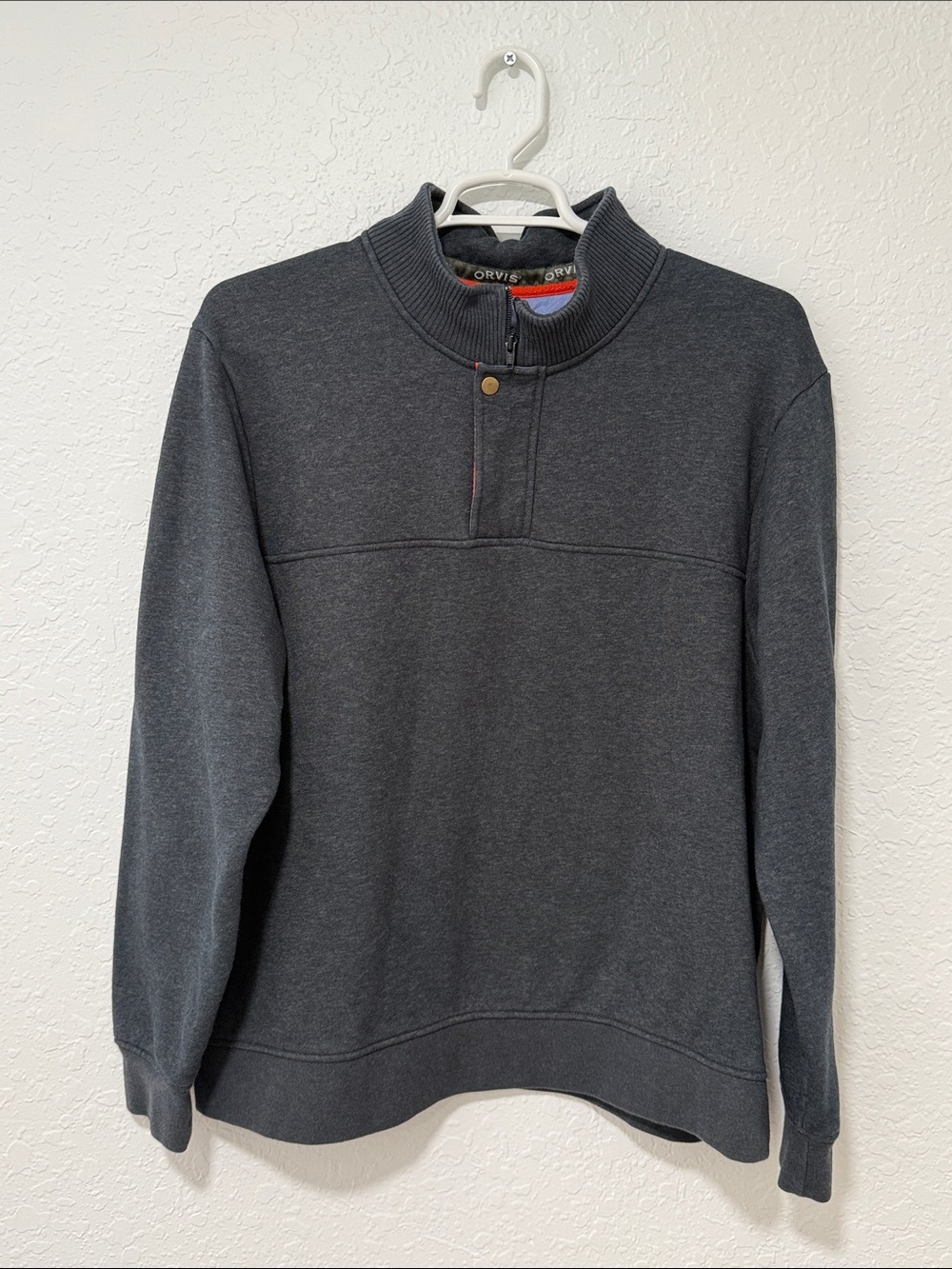 ORVIS Men's Blue Gray Quarter-Zip Pullover Sweater Size XXL